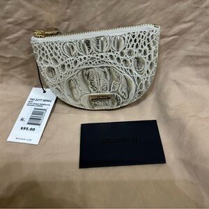 Brahmin Cream Crocodile Embossed Cosmetic Case